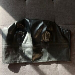 Black faux leather crop top